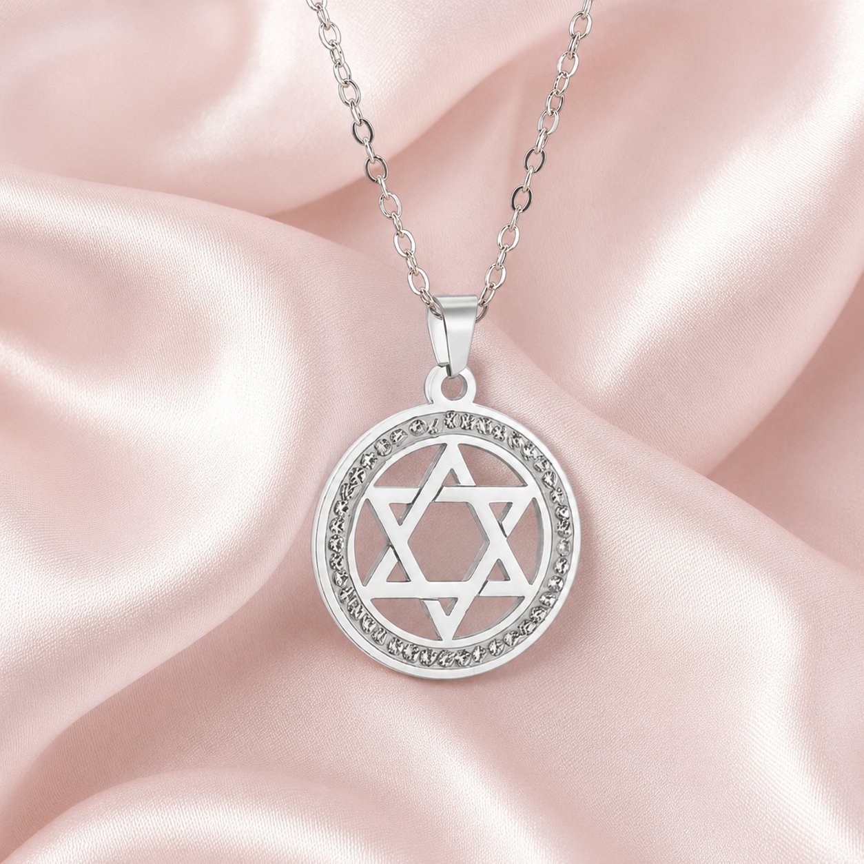 שרשרת מגן דוד משובצת – כסף